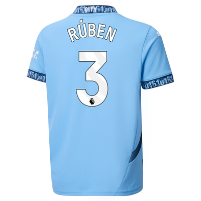 Kids' Manchester City Home Jersey 2024/25 With RÚBEN 3 Printing