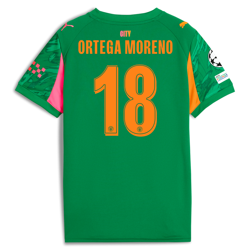 Manchester City Keeper Shirt Kinderen 2025/26 met ORTEGA MORENO 18 bedrukking green -Bekijk alle Man City t-shirts online