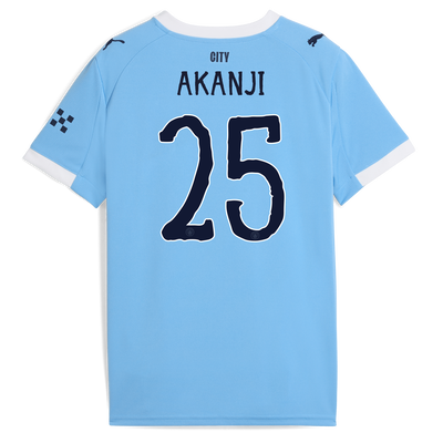 Kids' Manchester City Home Jersey 2025/26 With AKANJI 25 Printing