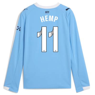 Maglia Home Manchester City 2025/26 a maniche lunghe per bambini con stampa HEMP 11