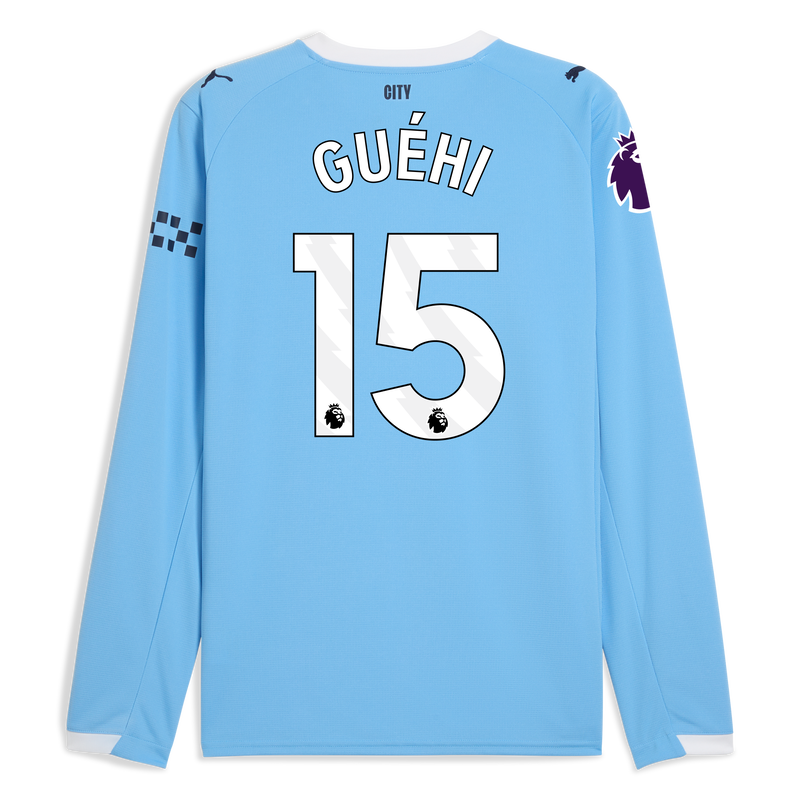 Man City Home Jersey 2025/26 Long Sleeve With GUÉHI 15 Printing  blue - Check out all Manchester City t-shirts online - Official Manchester City FC store