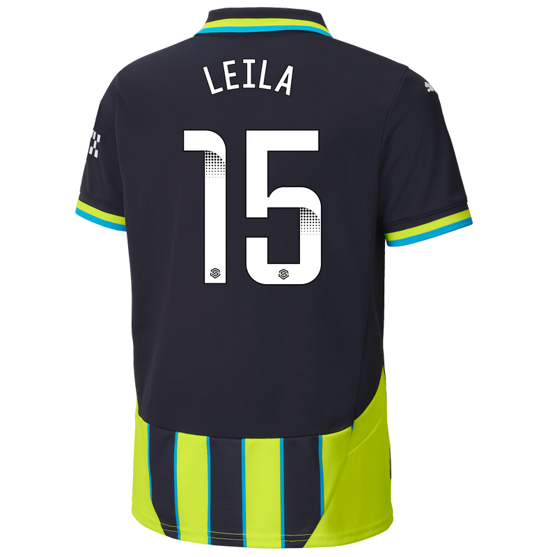 Kids' Man City Away Jersey 24/25 With LEILA 15 Printing new navy - Check out all Manchester City t-shirts online - Official Manchester City FC store