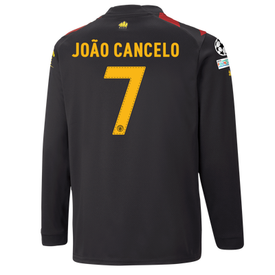 Kids' Manchester City Away Jersey 2022/23 long sleeve with JOÃO CANCELO 7 printing