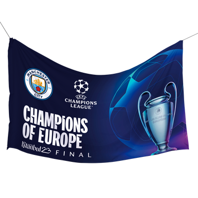 Bandera con capucha de la Champions del Manchester City