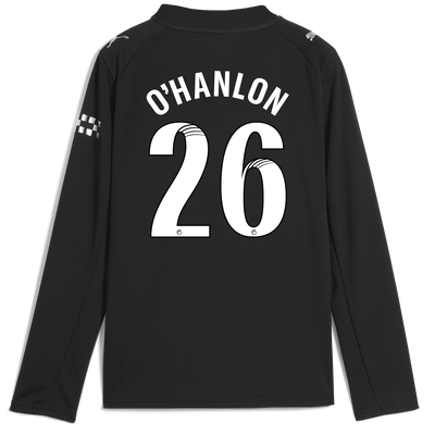 Kids' Manchester City Away Jersey 2025/26 Long Sleeve With O'HANLON 26 Printing