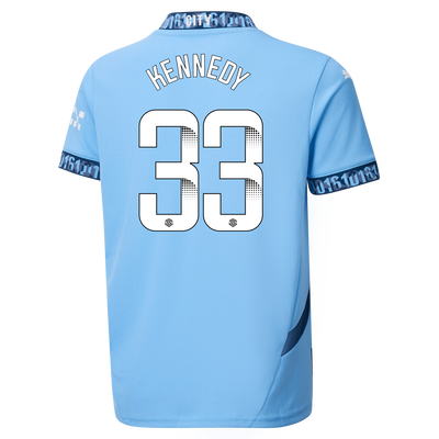 Kids' Manchester City Home Jersey 2024/25 With KENNEDY 33 Printing