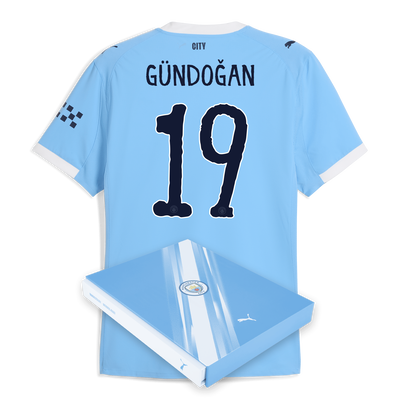 Manchester City Home Authentic Jersey 2025/26 With GÜNDOĞAN 19 Printing in Gift Box