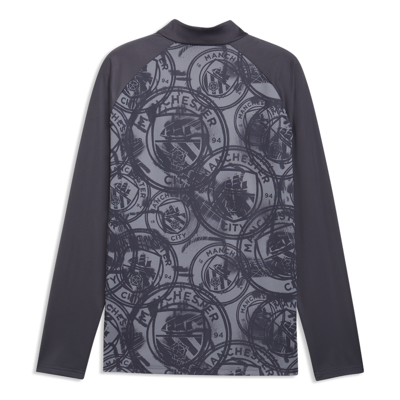 MCFC MW MENS PREMATCH 1/4 ZIP TOP - Galactic Gray-Pro Green