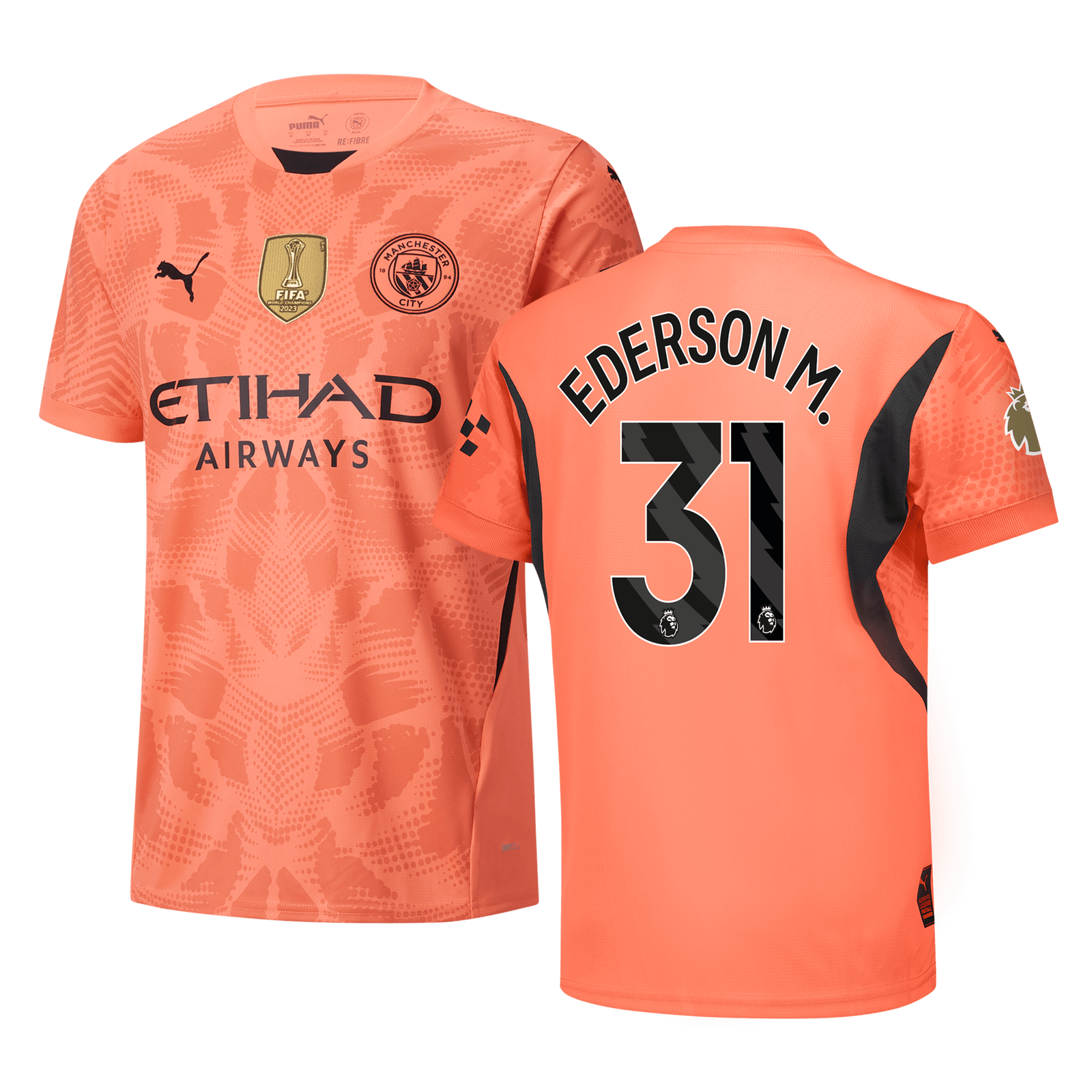 Kids' Manchester City Goalkeeper Jersey 2024/25 With EDERSON Kids' Manchester City Goalkeeper Jersey 2024/25 With EDERSON