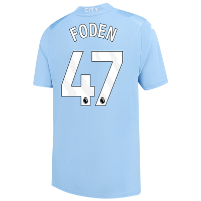 Kids' Manchester City Home Jersey 2023/24 with FODEN 47 printing