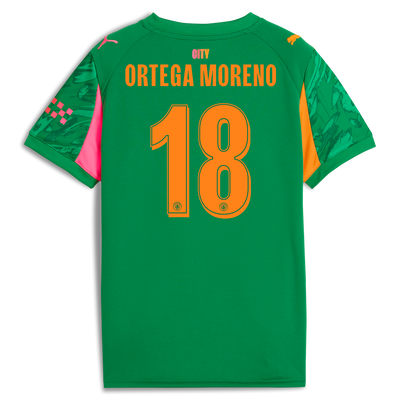 Manchester City Torwarttrikot Kinder 2025/26 mit ORTEGA MORENO 18 Aufdruck