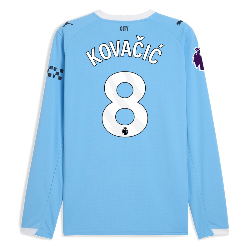 Man City Home Jersey 2025/26 Long Sleeve With KOVAČIĆ 8 Printing  blue - Size 3XL from polyester for males  - Official Manchester City FC store