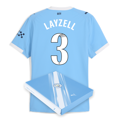 Manchester City Home Authentic Jersey 2025/26 With LAYZELL 3 Printing in Gift Box