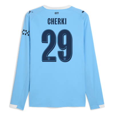 Manchester City Home Authentic Jersey 2025/26 Long Sleeve With CHERKI 29 Printing