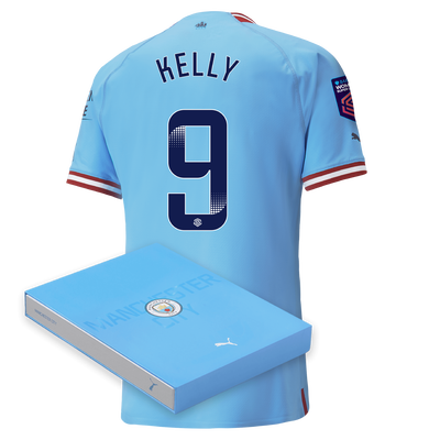 Manchester City Authentic Home Jersey 2022/23 with KELLY 9 printing in Gift Box