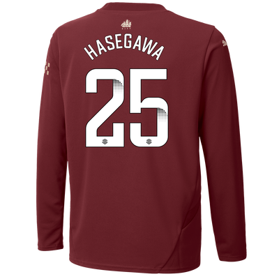 Kids' Manchester City Third Jersey 2024/25 Long Sleeve  With HASEGAWA 25 Printing