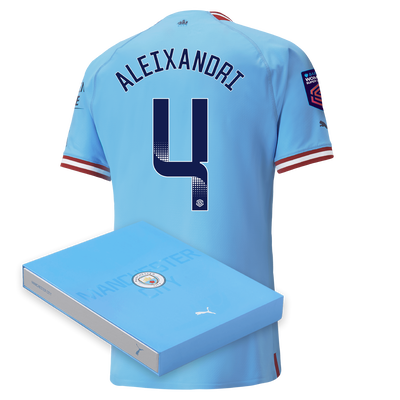 Maillot Authentique Manchester City Domicile 2022/23 avec flocage ALEIXANDRI 4 dans une boîte cadeau