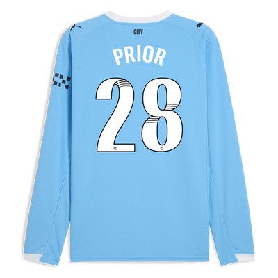 Manchester City Home Jersey 2025/26 Long Sleeve With PRIOR 28 Printing