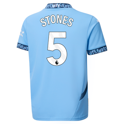 Kids' Manchester City Home Jersey 2024/25 With STONES 5 Printing