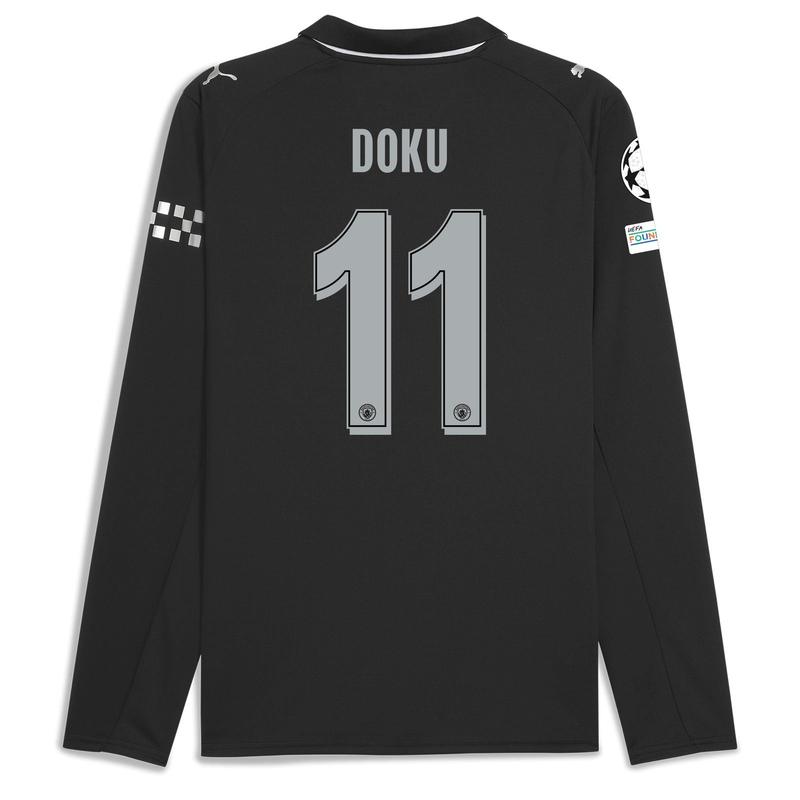 Manchester City Away Jersey 2025/26 Long Sleeve With DOKU 11