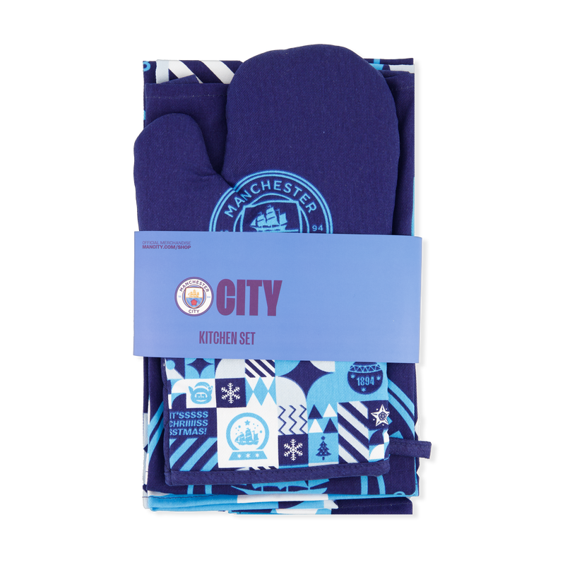 MCFC XMAS 25 GLOVE TOWEL APRON - navy
