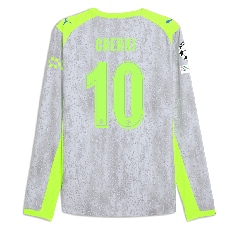 Man City 3rd Authentic Jersey 2025/26 Long Sleeve With CHERKI 10 Printing blue - Check out all Manchester City t-shirts online