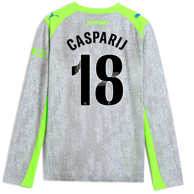 Kids' Manchester City Third Jersey 2025/26 Long Sleeve With CASPARIJ 18 Printing