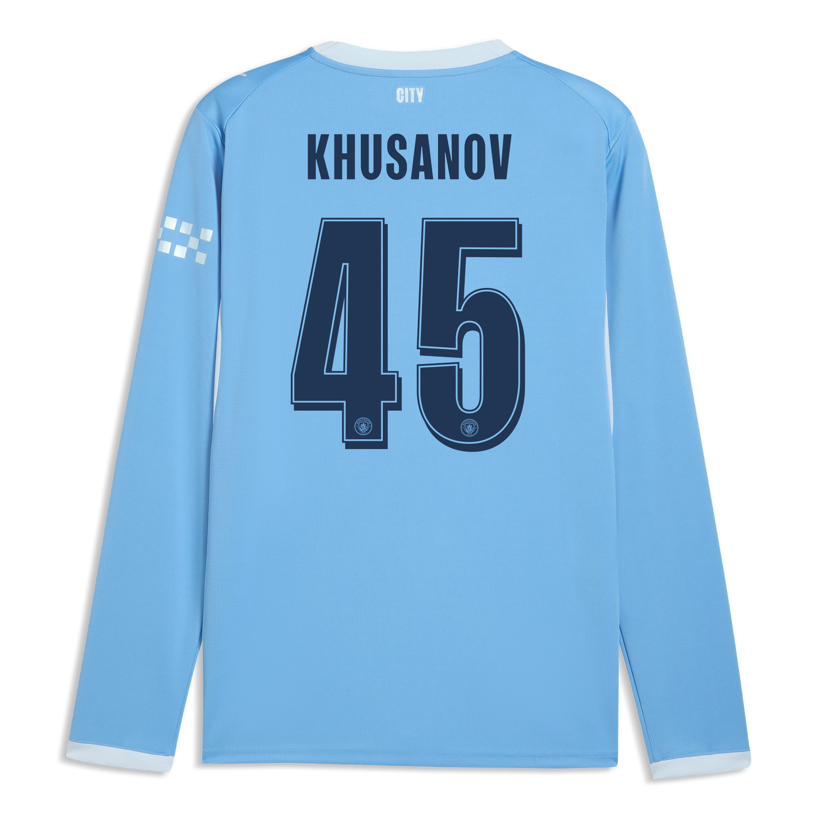 Manchester City Home Jersey 2026/27 Long Sleeve With KHUSANOV 45