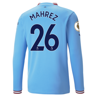 Manchester City Home Jersey 22/23 Long Sleeve with MAHREZ 26 printing