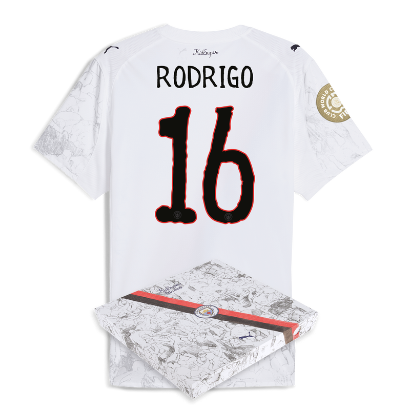 Man City KidSuper Authentic Jersey 2025/26 With RODRIGO 16 printing in gift box white - Check out all Manchester City t-shirts online