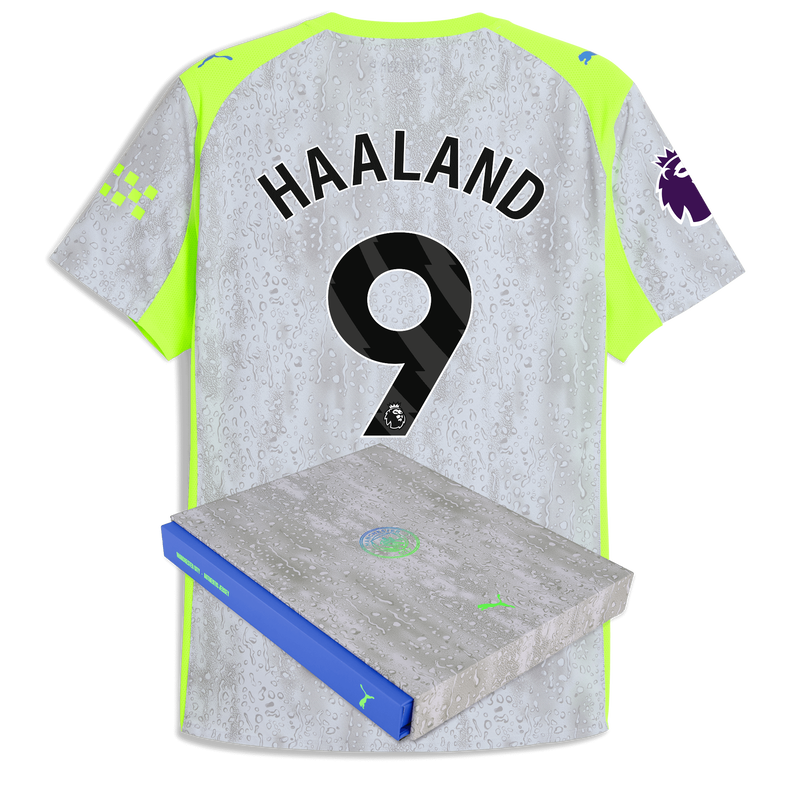 Man City 3rd Authentic Jersey 2025/26 With HAALAND 9 Printing in Gift Box blue - Check out all Manchester City t-shirts online