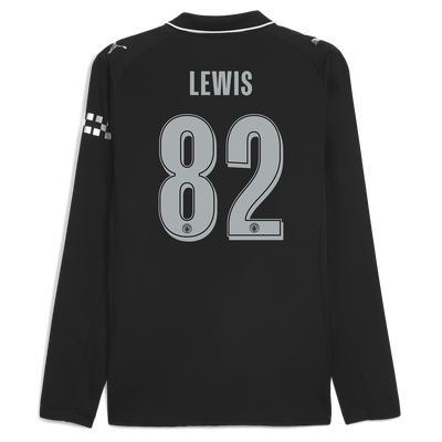 Manchester City Away Authentic Jersey 2025/26 Long Sleeve With LEWIS 82 Printing