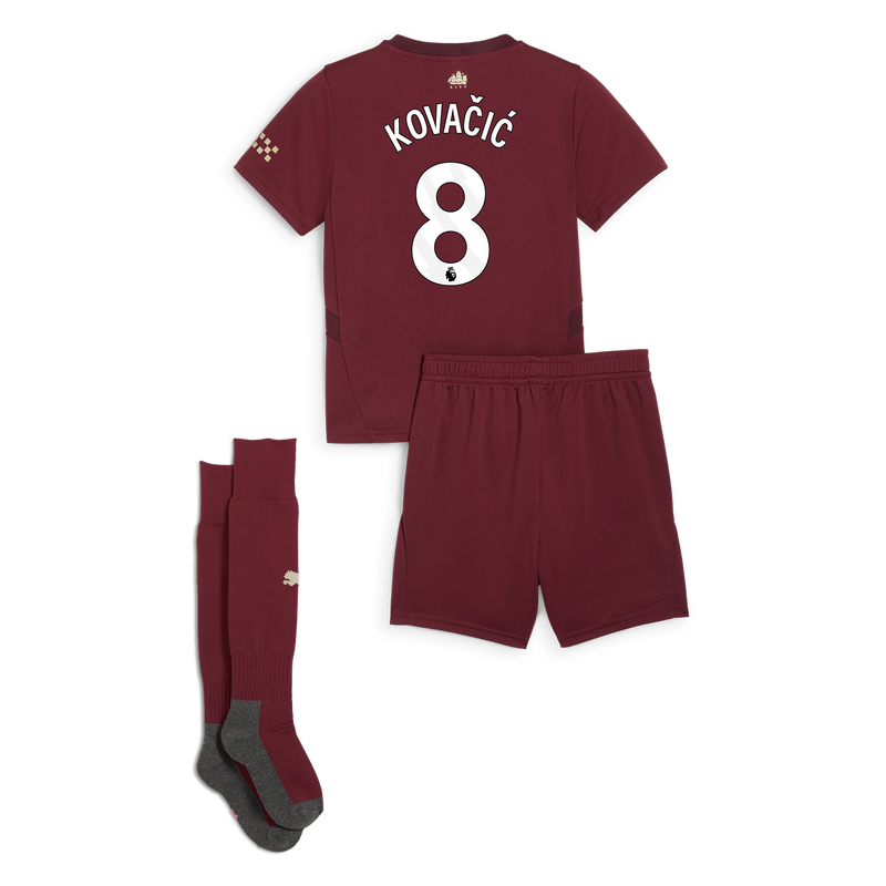 Man City 3rd Mini Kit 24/25 With KOVAČIĆ 8 Printing burgundy - Check out all Manchester City t-shirts online - Official Manchester City FC store