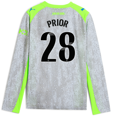 Kids' Manchester City Third Jersey 2025/26 Long Sleeve With PRIOR 28 Printing