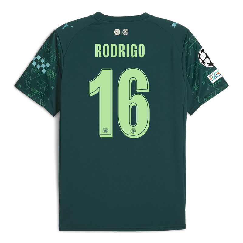 Man City EA SPORTS FC Jersey 2025/26 With RODRIGO 16 Printing green - Check out all Manchester City t-shirts online - Official Manchester City FC store