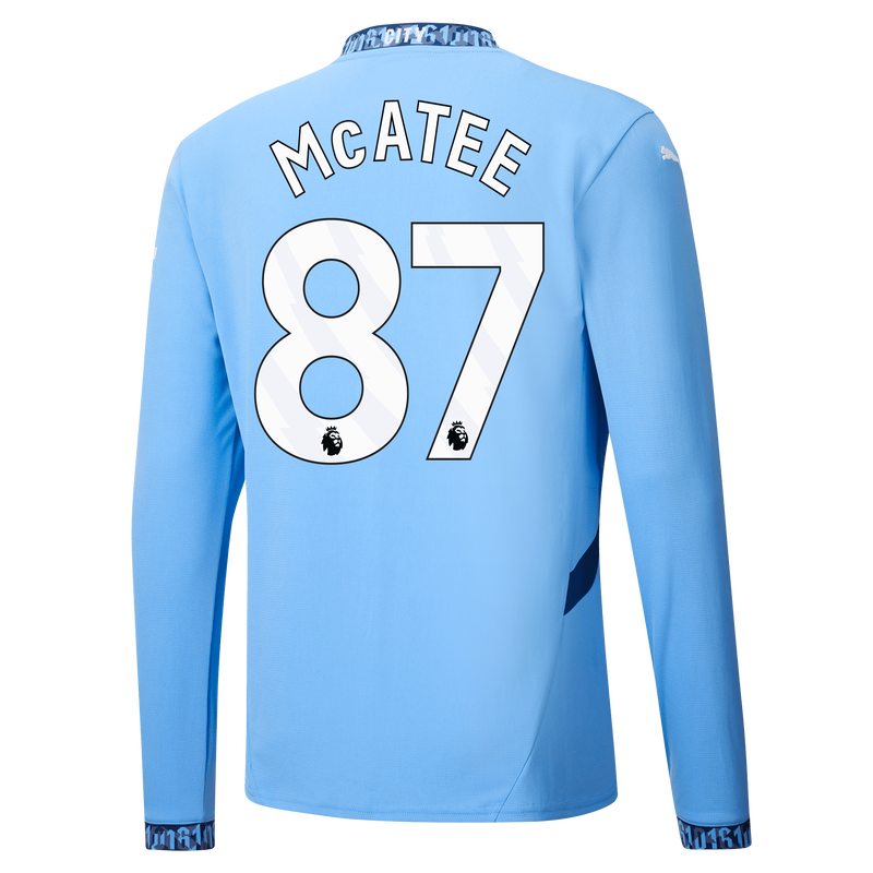 Man City Home Jersey 24/25 Long Sleeve With McATEE 87 Printing  blue - Check out all Manchester City t-shirts online - Official Manchester City FC store