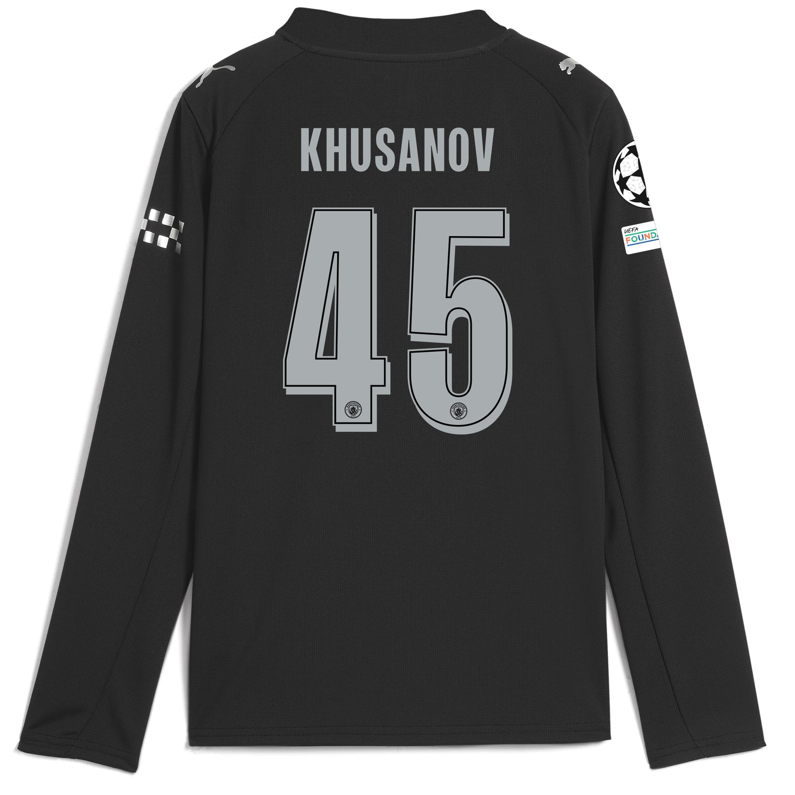 マンチェスター・シティ クサノフ　KHUSANOV 45 シャツ M キッズ マンチェスター・シティ 2025/26 アウェイ KHUSANOV 45