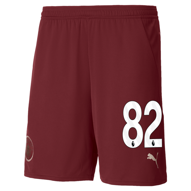 Man City Football Shorts 24/25 with #82 burgundy - Size L from polyester for males  - Official Manchester City FC store