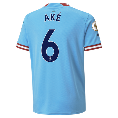 Kids' Manchester City Home Jersey 22/23 with AKÉ 6 printing