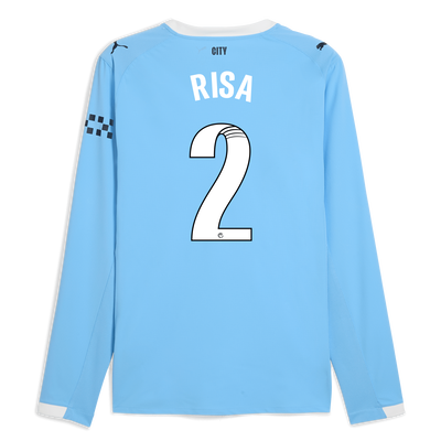 Manchester City Home Authentic Jersey 2025/26 Long Sleeve With RISA 2 Printing