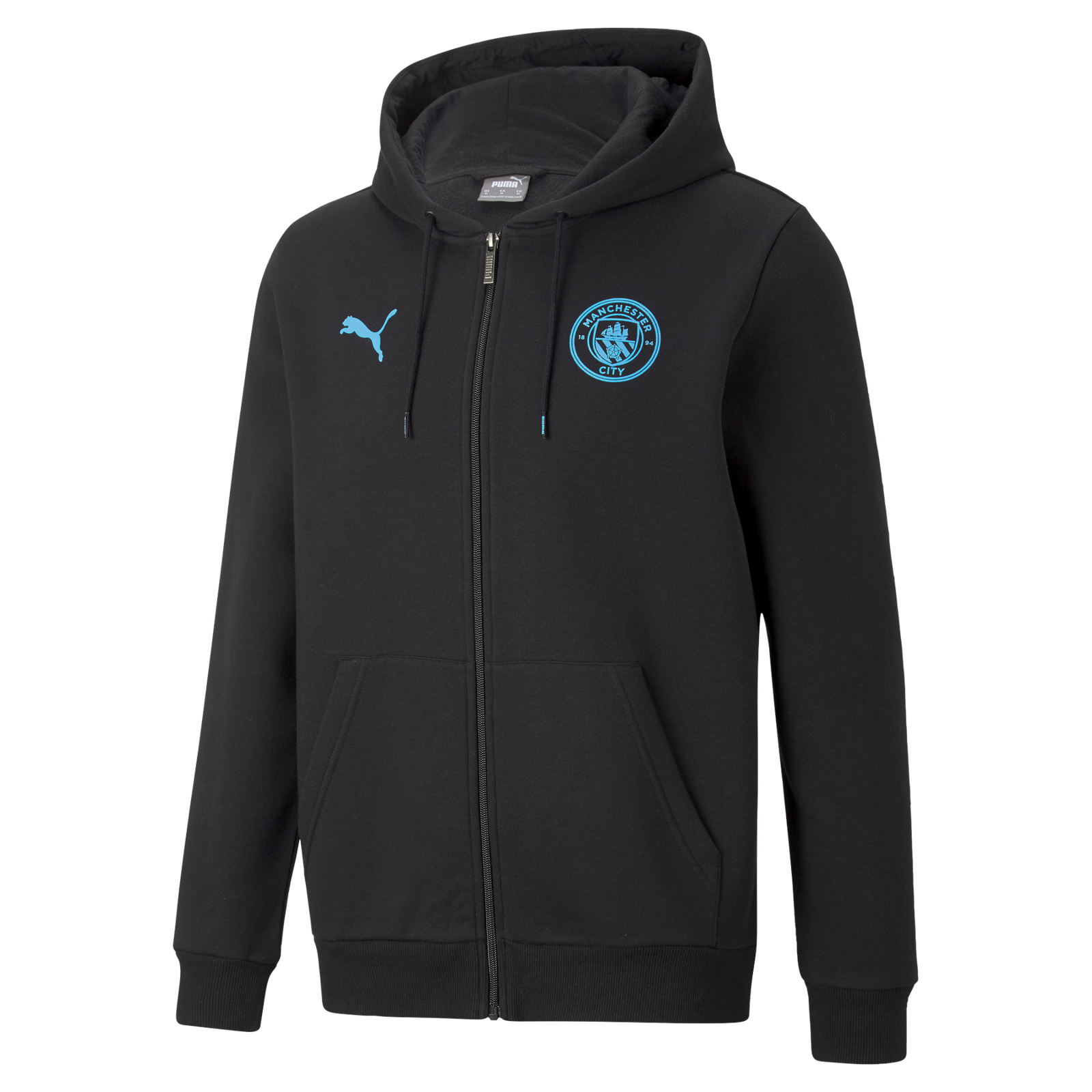 Manchester City Essentials Fleece Lined Full Zip Hoodie Manchester City Essentials Fleece Lined Full Zip Hoodie
