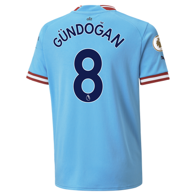 Kids' Manchester City Home Jersey 22/23 with GÜNDOĞAN 8 printing