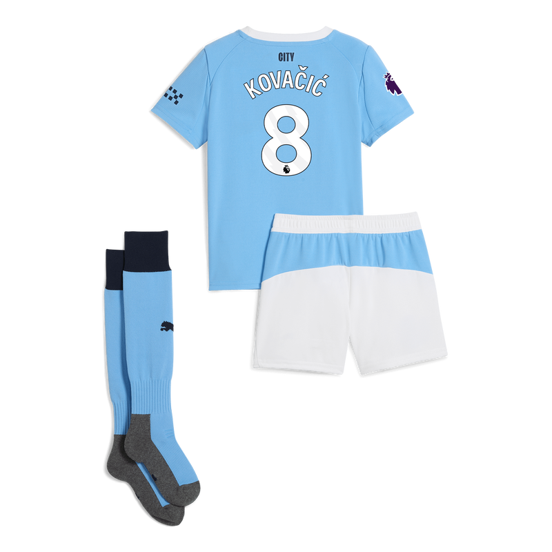 Man City Home Mini Kit 2025/26 With KOVAČIĆ 8 Printing  blue unisex - Size 3/4 from polyester  - Official Manchester City FC store