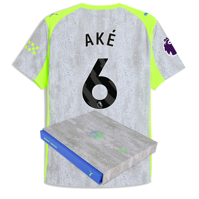 Man City 3rd Authentic Jersey 2025/26 With AKÉ 6 Printing in Gift Box blue - Check out all Manchester City t-shirts online