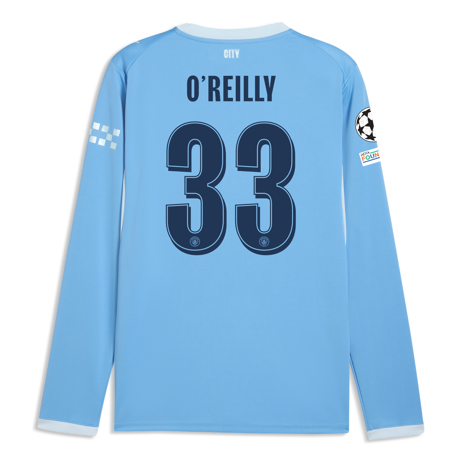 Manchester City Home Jersey 2026/27 Long Sleeve With O'REILLY 33