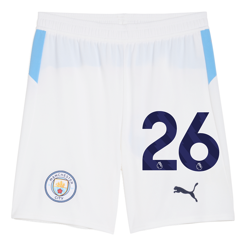 Man City Football Shorts 2025/26 with #26 white - Size S from polyester for males  - Official Manchester City FC store