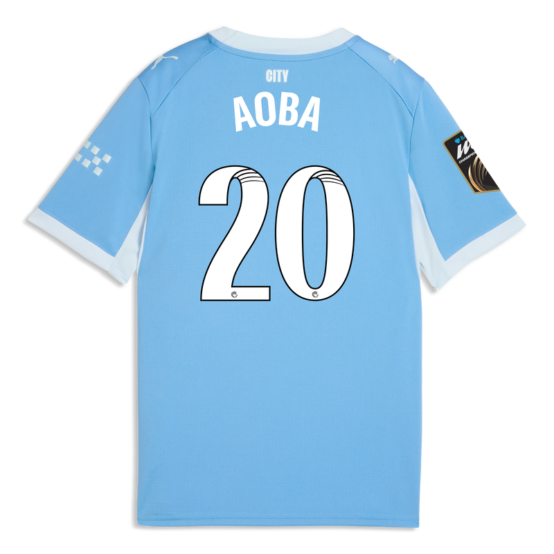 Kids' Man City Home Jersey 2026/27 With AOBA 20 Printing  blue-icy blue - Check out all Manchester City t-shirts online - Official Manchester City FC store