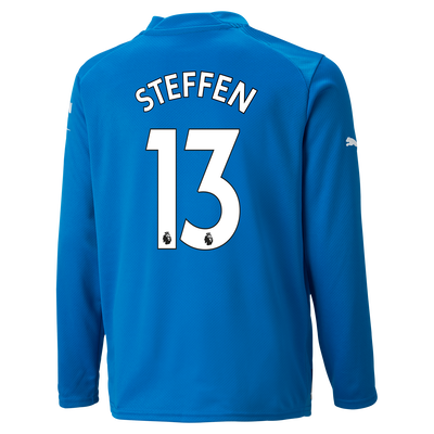 Kids' Manchester City Goalkeeper Jersey 22/23 Long Sleeve with STEFFEN 13 printing