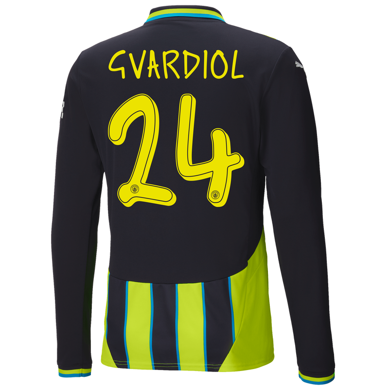 Man City Away Jersey 24/25 Long Sleeve With GVARDIOL 24 Printing new navy - Size XL from polyester for males  - Official Manchester City FC store