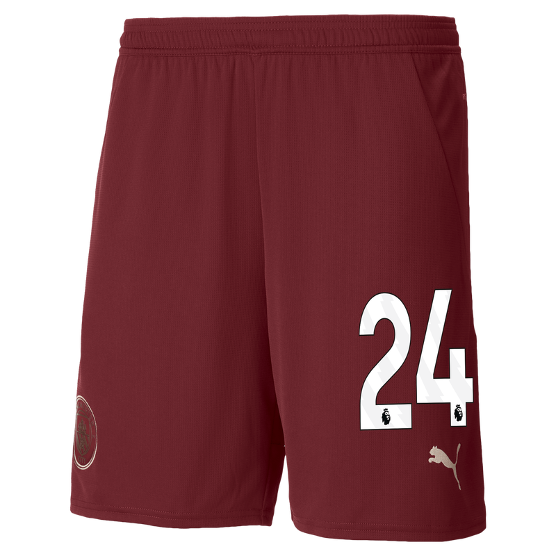 Man City Football Shorts 24/25 with #24 burgundy - Check out all Manchester City shorts online - Official Manchester City FC store